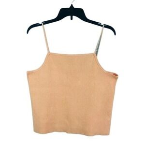BP Peach Ribbed Cropped Cami Tank Top 2X Plus Size Coquette‎ NWT